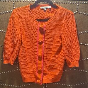Boden Orange and Pink Cardigan Sweater